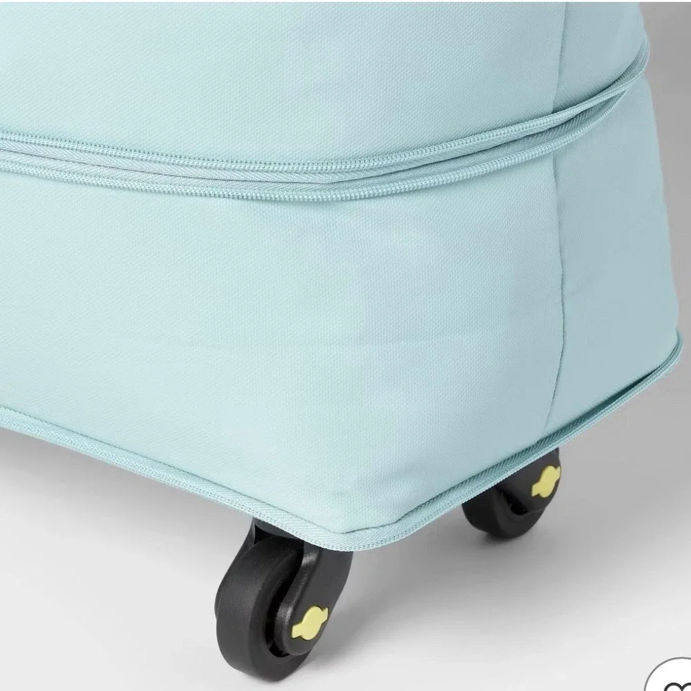 NEW Brightroom Rolling Tote Bag Wheels Aqua Collapsible Expandable Pockets
